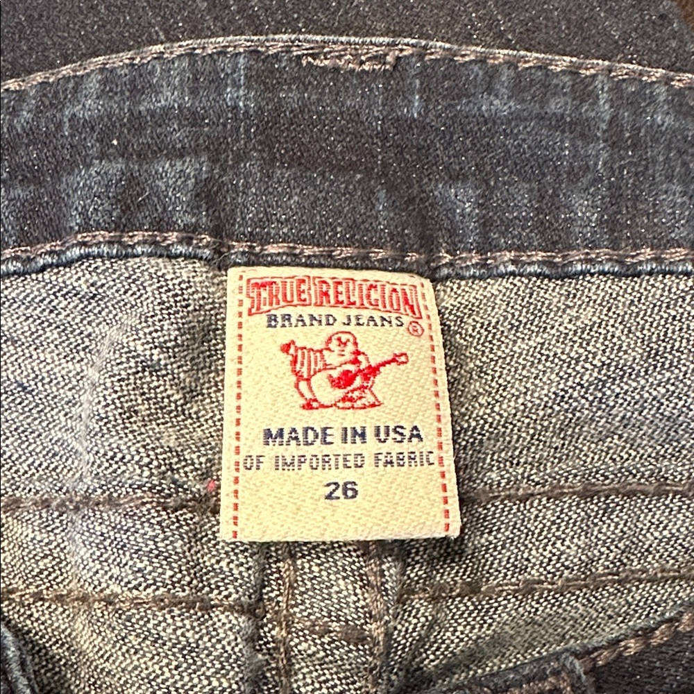 True Religion Blue Disco Billy Jeans Swarovski Crystal Low Rise Flap Pocket 26 - Picture 9 of 13